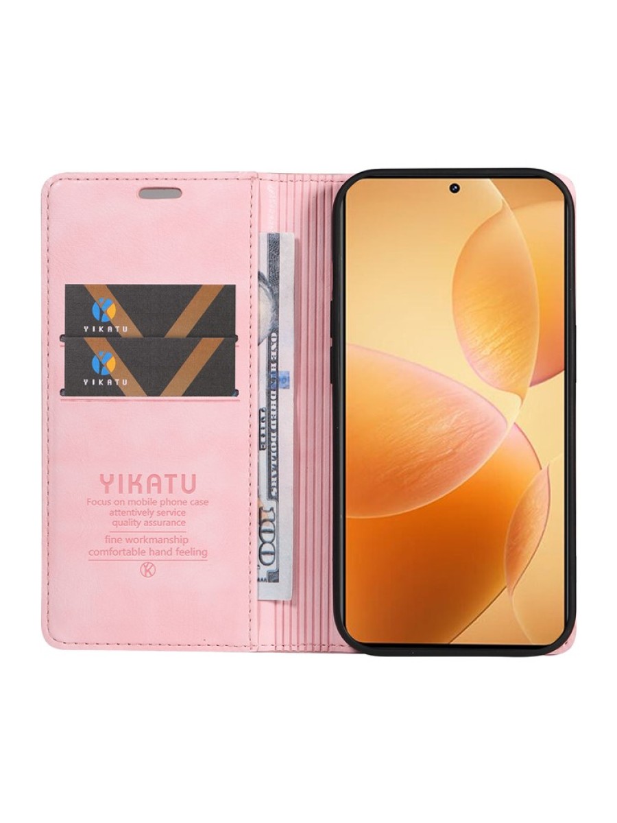 Калъф от еко кожа тип портмоне за Xiaomi 14T Pro - розов