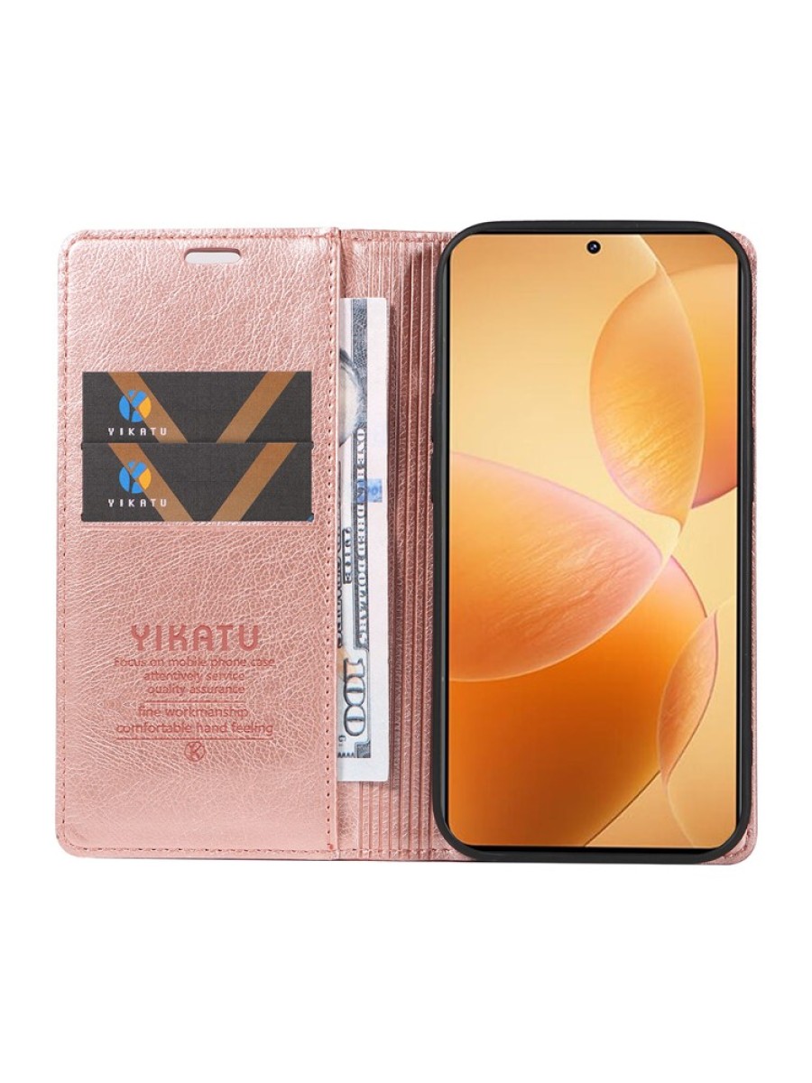 Калъф от еко кожа тип портмоне за Xiaomi 14T Pro - розов