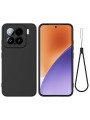 Предпазен удароустойчив силиконов гръб с каишка за Xiaomi 15 - черен