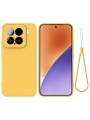 Предпазен удароустойчив силиконов гръб с каишка за Xiaomi 15 - жълт