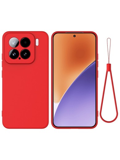 Предпазен удароустойчив силиконов гръб с каишка за Xiaomi 15 - червен Предпазен удароустойчив силиконов гръб с каишка за Xiaomi 15 - червен