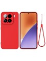 Предпазен удароустойчив силиконов гръб с каишка за Xiaomi 15 - червен