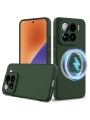 Предпазен удароустойчив силиконов гръб с каишка съвместим с MagSafe за Xiaomi 15 - зелен
