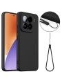 Предпазен удароустойчив силиконов гръб с каишка съвместим с MagSafe за Xiaomi 15 - черен