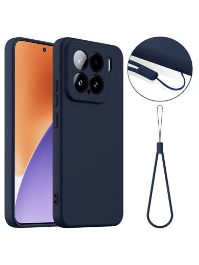 Предпазен удароустойчив силиконов гръб с каишка съвместим с MagSafe за Xiaomi 15 - син Предпазен удароустойчив силиконов гръб с каишка съвместим с MagSafe за Xiaomi 15 - син