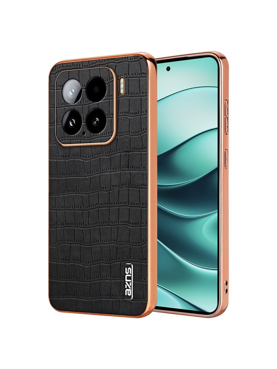 Предпазен гръб от еко кожа за Xiaomi 15 - черен