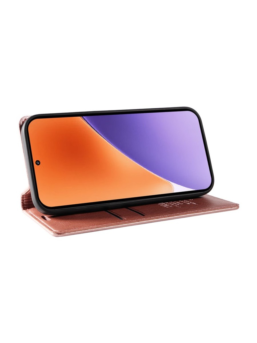 Калъф от еко кожа тип портмоне за Xiaomi 15 - розов