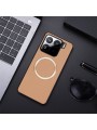 Предпазен гръб от еко кожа съвместим с MagSafe за Xiaomi 15 Pro - златист