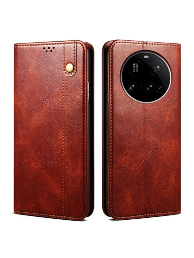 Калъф от еко кожа тип портмоне за Xiaomi 15 Ultra - кафяв
