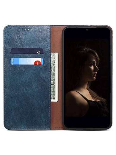 Калъф от еко кожа тип портмоне за Xiaomi 15 Ultra - син
