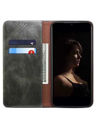 Калъф от еко кожа тип портмоне за Xiaomi 15 Ultra - зелен