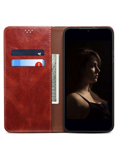 Калъф от еко кожа тип портмоне за Xiaomi 15 Ultra - кафяв