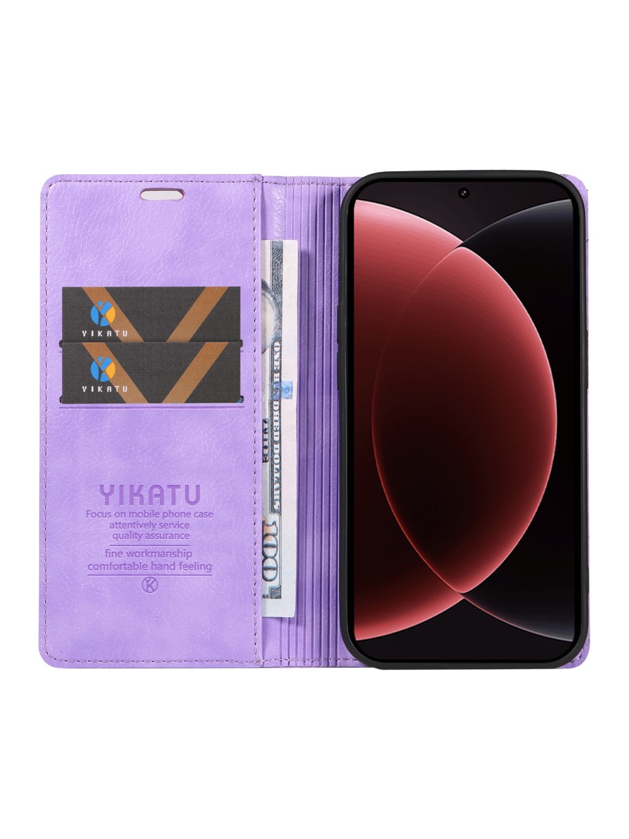 Калъф от еко кожа тип портмоне за Xiaomi 15 Ultra - лилав