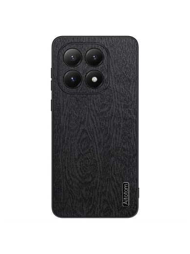 Удароустойчив гръб от еко кожа с дървесна текстура за Xiaomi 15T - черен Удароустойчив гръб от еко кожа с дървесна текстура за Xiaomi 15T - черен