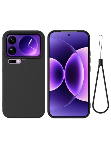 Предпазен устойчив на надраскване силиконов гръб с каишка за Xiaomi 17 Pro - черен