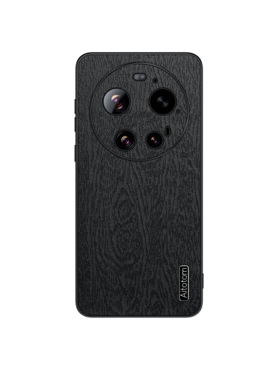 Удароустойчив гръб от еко кожа с дървесна текстура за Xiaomi 17 Ultra - черен