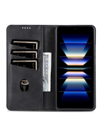 Калъф от еко кожа тип портмоне за Xiaomi 17 Ultra - черен