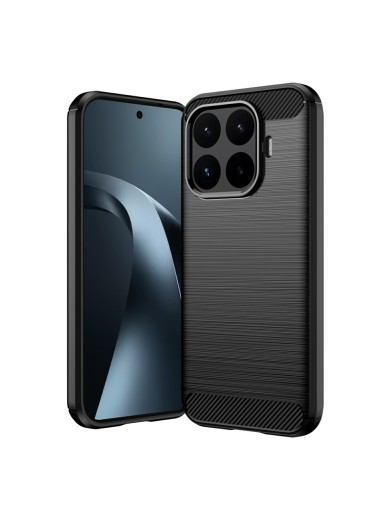 Мек удароустойчив гръб с текстура на карбонови влакна за Xiaomi 17T - черен