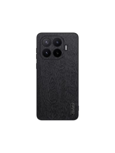 Удароустойчив гръб от еко кожа с дървесна текстура за Xiaomi 17T Pro - черен Удароустойчив гръб от еко кожа с дървесна текстура за Xiaomi 17T Pro - черен