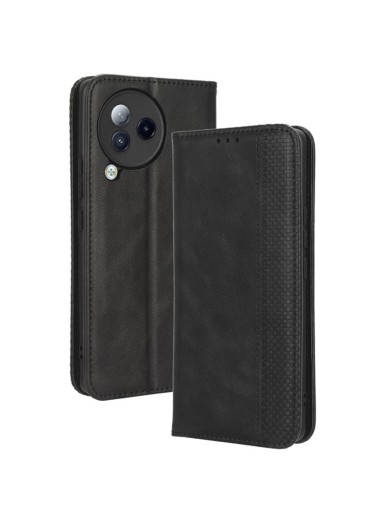 Калъф от еко кожа с ретро текстура тип портмоне за Xiaomi Civi 3 - черен