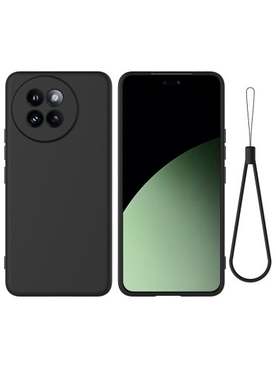 Предпазен удароустойчив силиконов гръб с каишка за Xiaomi Civi 4 Pro - черен