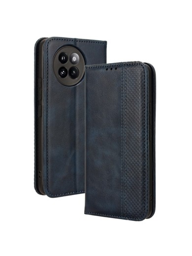 Калъф от еко кожа с ретро текстура тип портмоне за Xiaomi Civi 4 Pro - син
