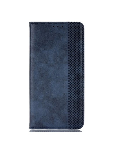 Калъф от еко кожа с ретро текстура тип портмоне за Xiaomi Civi 4 Pro - син