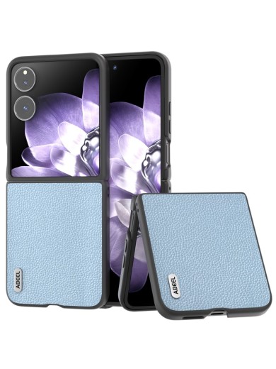 Предпазен гръб от естествена телешка кожа за Xiaomi Mix Flip - бебешко синьо Предпазен гръб от естествена телешка кожа за Xiaomi Mix Flip - бебешко синьо