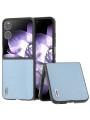 Предпазен гръб от естествена телешка кожа за Xiaomi Mix Flip - бебешко синьо