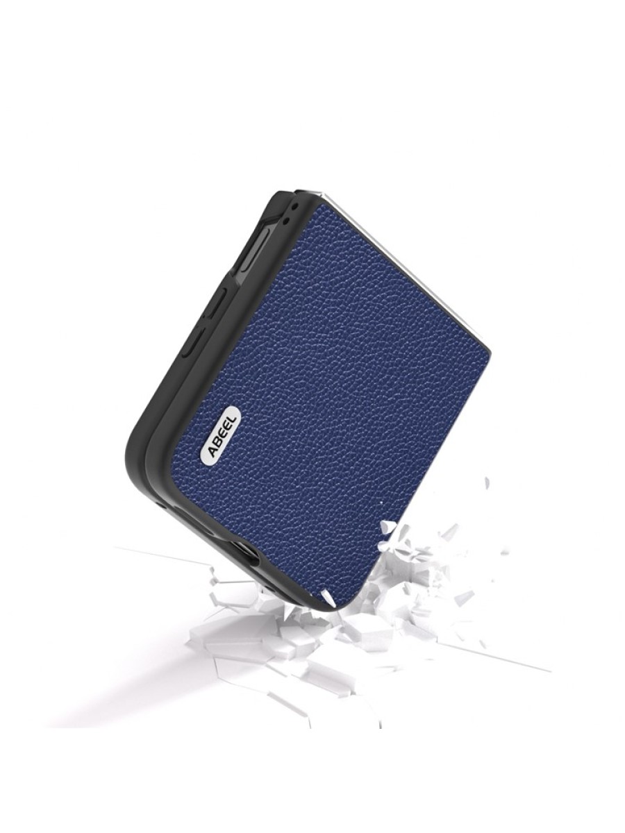 Предпазен гръб от естествена телешка кожа за Xiaomi Mix Flip - син