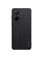 Удароустойчив гръб от еко кожа с дървесна текстура за Xiaomi Poco C71 - черен