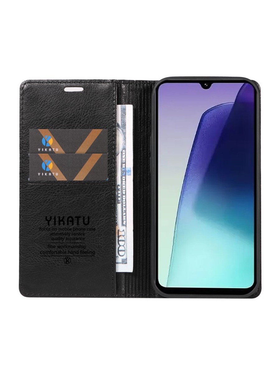 Калъф от еко кожа тип портмоне за Xiaomi Poco C75 - черен