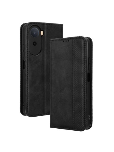 Калъф от еко кожа с ретро текстура тип портмоне за Xiaomi Poco C81 Pro - черен Калъф от еко кожа с ретро текстура тип портмоне за Xiaomi Poco C81 Pro - черен