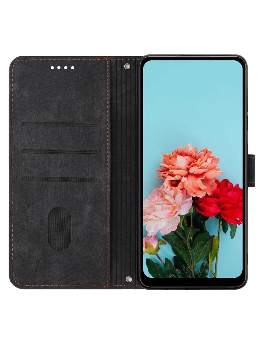 Калъф от еко кожа тип портмоне за Xiaomi Poco C81X - черен