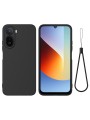 Предпазен устойчив на надраскване силиконов гръб с каишка за Xiaomi Poco C85x - черен