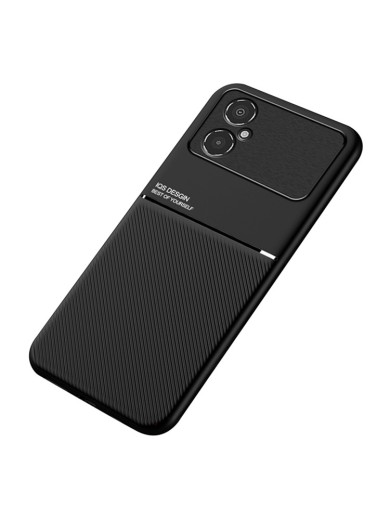 Гръб с покритие от еко кожа за Xiaomi Poco M4 5G - черен