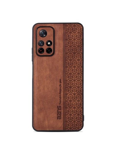 Противоплъзгащ се тънък гръб от еко кожа за Xiaomi Poco M4 Pro 5G - кафяв Противоплъзгащ се тънък гръб от еко кожа за Xiaomi Poco M4 Pro 5G - кафяв