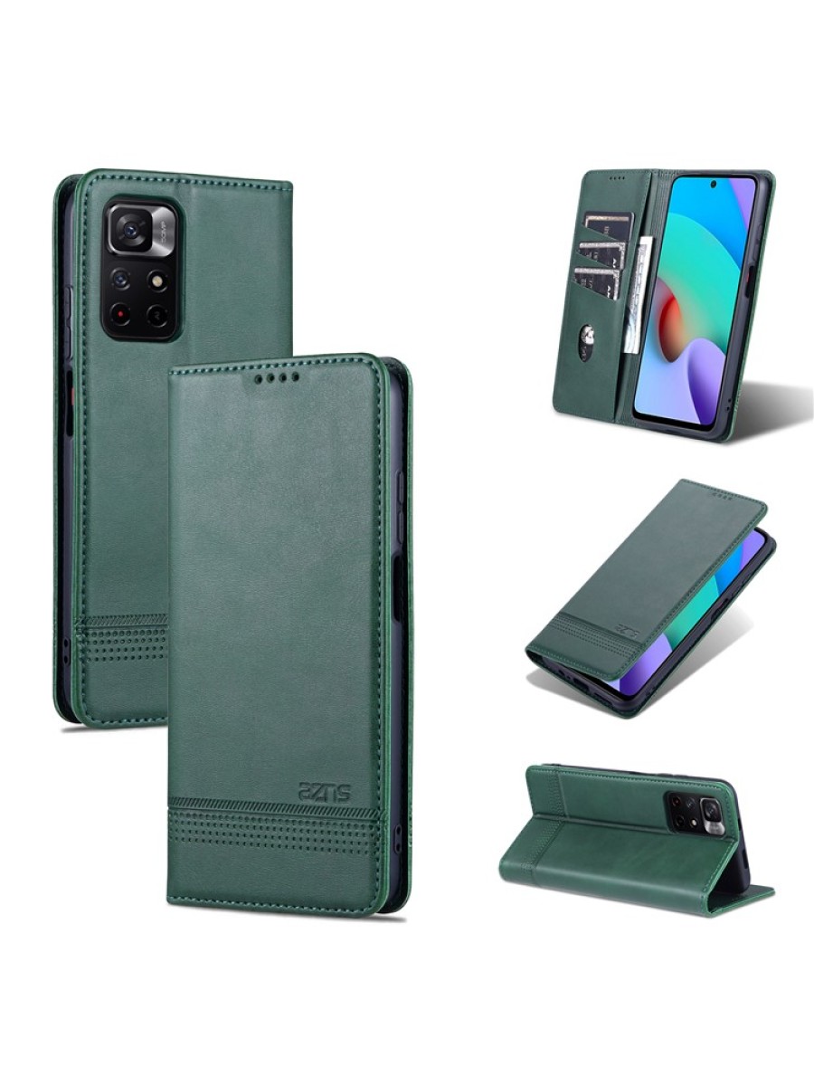 Калъф от еко кожа тип портмоне за Xiaomi Poco M4 Pro 5G - зелен