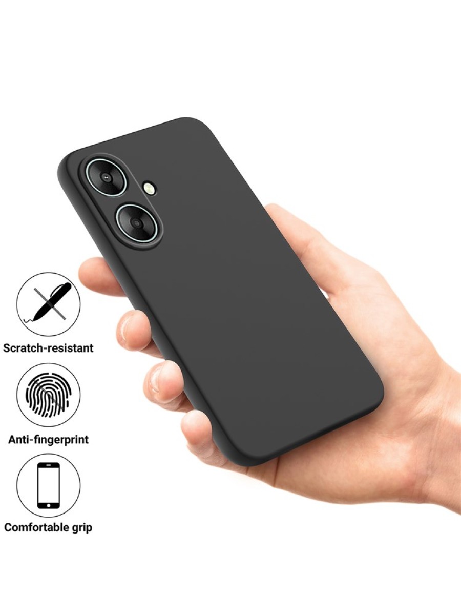 Предпазен удароустойчив силиконов гръб с каишка за Xiaomi Poco M6 - черен