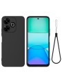 Предпазен удароустойчив силиконов гръб с каишка за Xiaomi Poco M6 Plus - черен