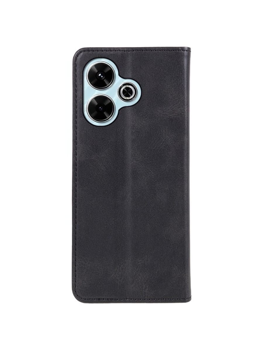 Калъф от еко кожа тип портмоне за Xiaomi Poco M6 Plus - черен