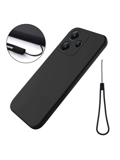 Предпазен удароустойчив силиконов гръб с каишка за Xiaomi Poco M6 Pro 5G - черен