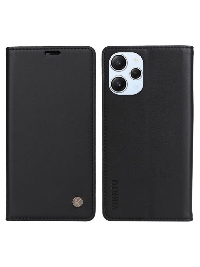 Калъф за телефон от еко кожа тип портмоне за Xiaomi Poco M6 Pro 5G - черен