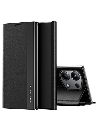 Калъф от еко кожа тип портмоне за Xiaomi Poco M6 Pro - черен