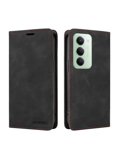 Калъф от еко кожа тип портмоне с RFID  блокираща технология за Xiaomi Poco M7 Plus - черен