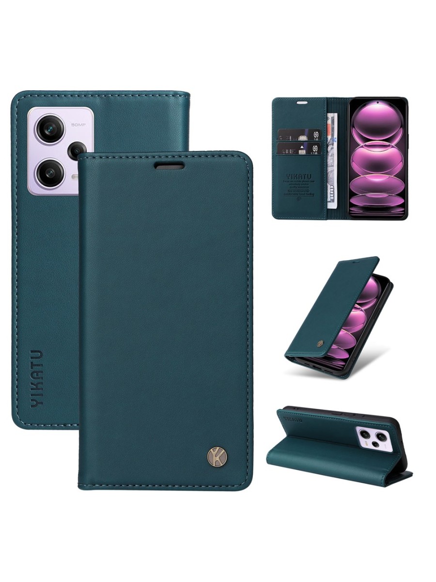 Калъф за телефон от еко кожа тип портмоне за Xiaomi Poco X5 Pro - зелен