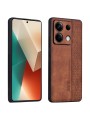 Противоплъзгащ се тънък гръб от еко кожа за Xiaomi Poco X6 - кафяв