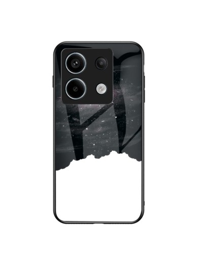 Предпазен гръб от закалено стъкло с шарки на звездно небе за Xiaomi Poco X6 - черен и бял