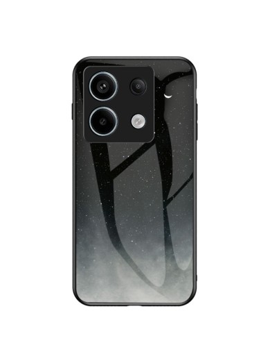 Предпазен гръб от закалено стъкло с шарки на звездно небе за Xiaomi Poco X6 - черен