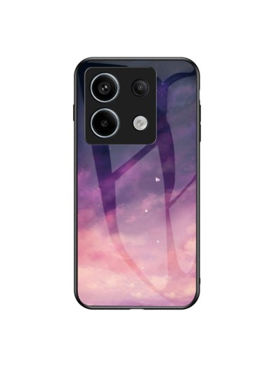 Предпазен гръб от закалено стъкло с шарки на звездно небе за Xiaomi Poco X6 - лилав